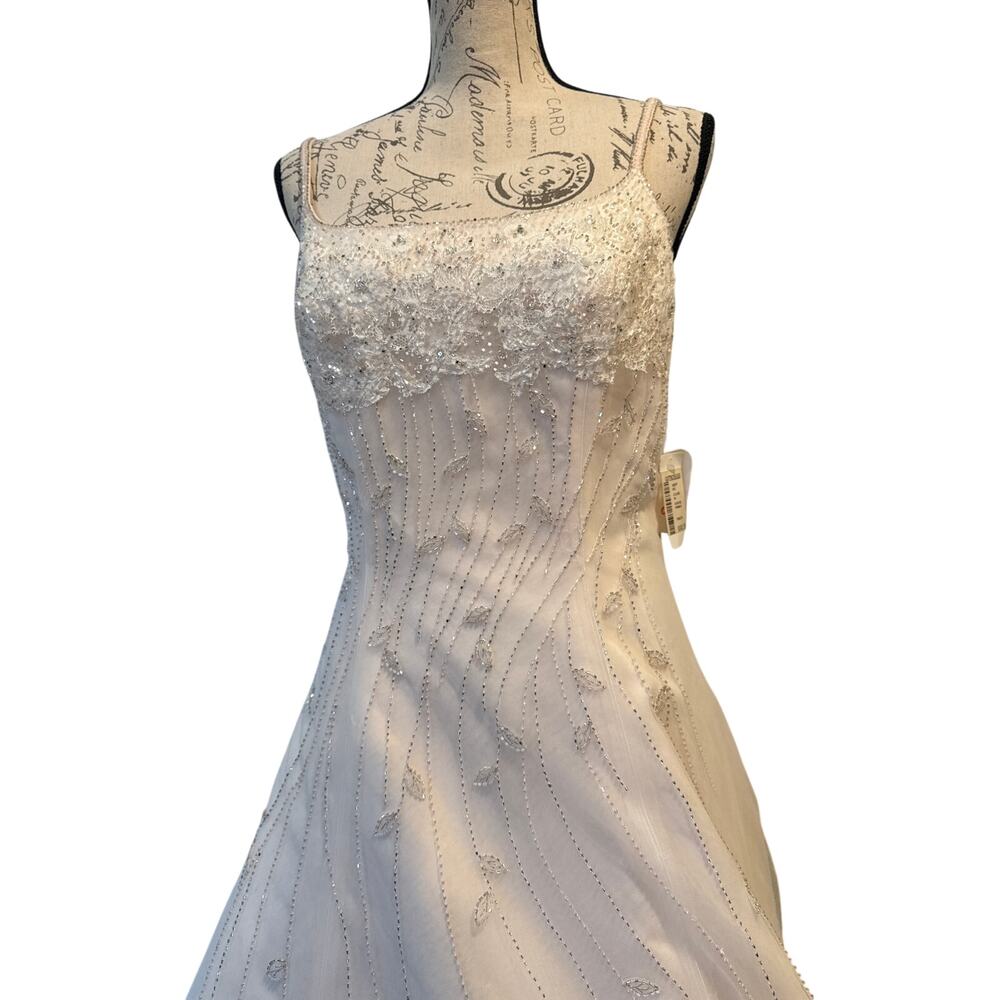 NWT Mon Cheri Blush Wedding Dress Beaded Embellished Bodice/skirt Sz 8 - Picture 2 of 16